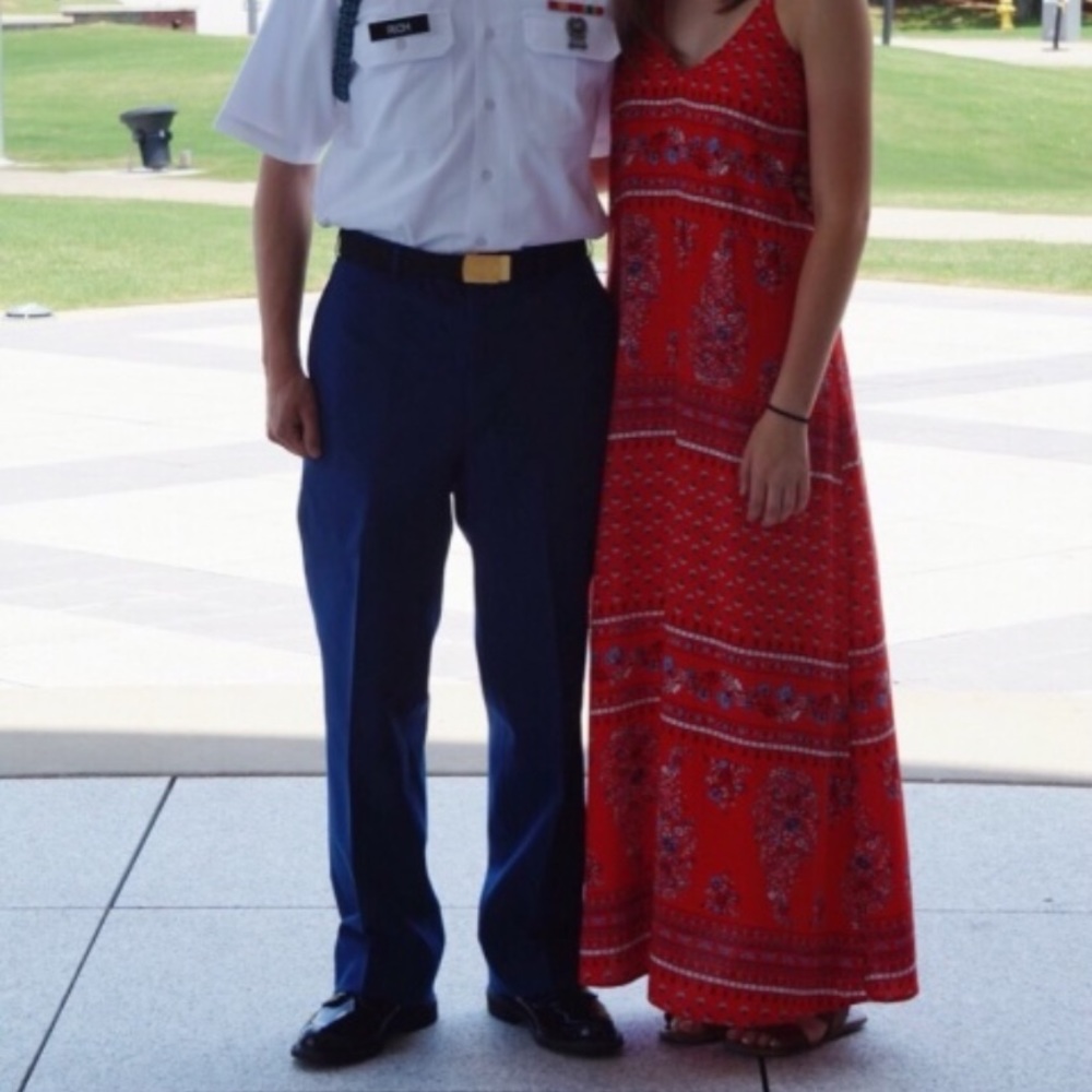 Red printed maxi dress